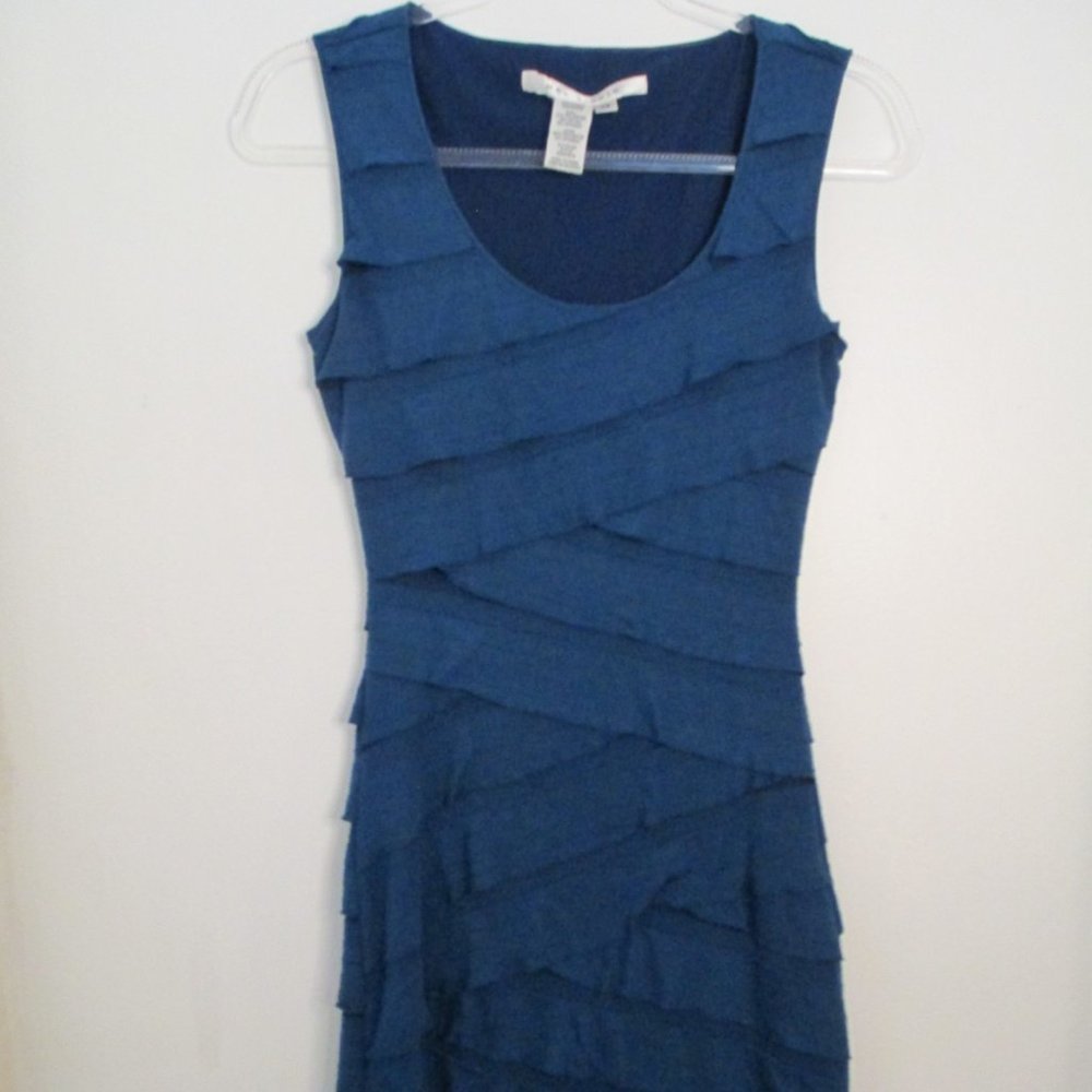 Max StudioTeal Blue Ruffle Tiered Sleeveless Lined Bodycon Dress Size XS